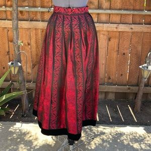 Farinae Collections Red and Black Long Skirt size 4